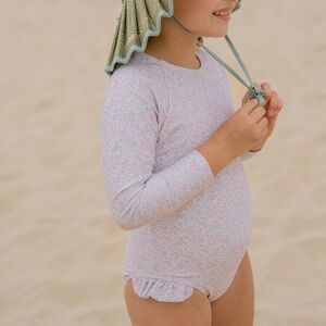 Minnow size 1 girls antique floral rashguard one piece